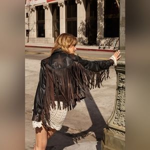NWOT Nasty Gal Leather Fringed Jacket